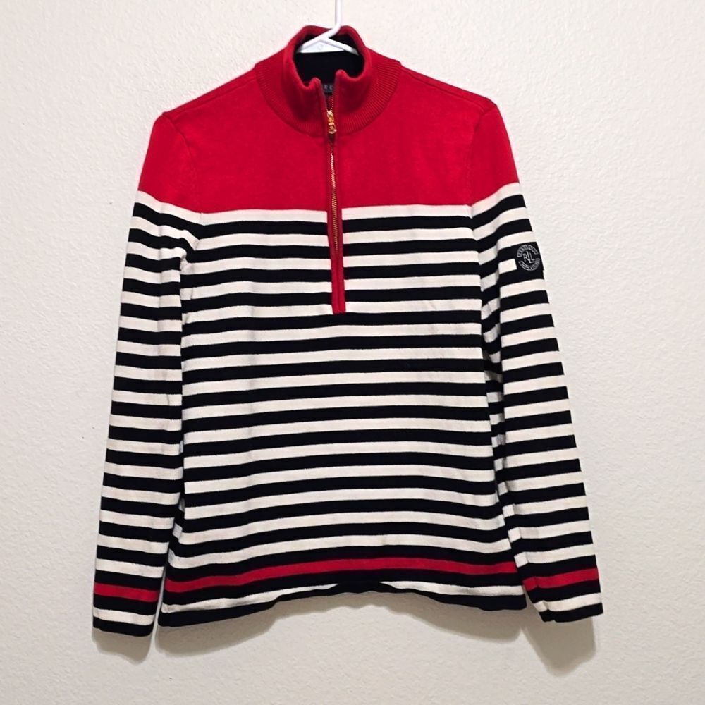 Lauren Ralph Lauren Stripe logo pullover Sweater size xl